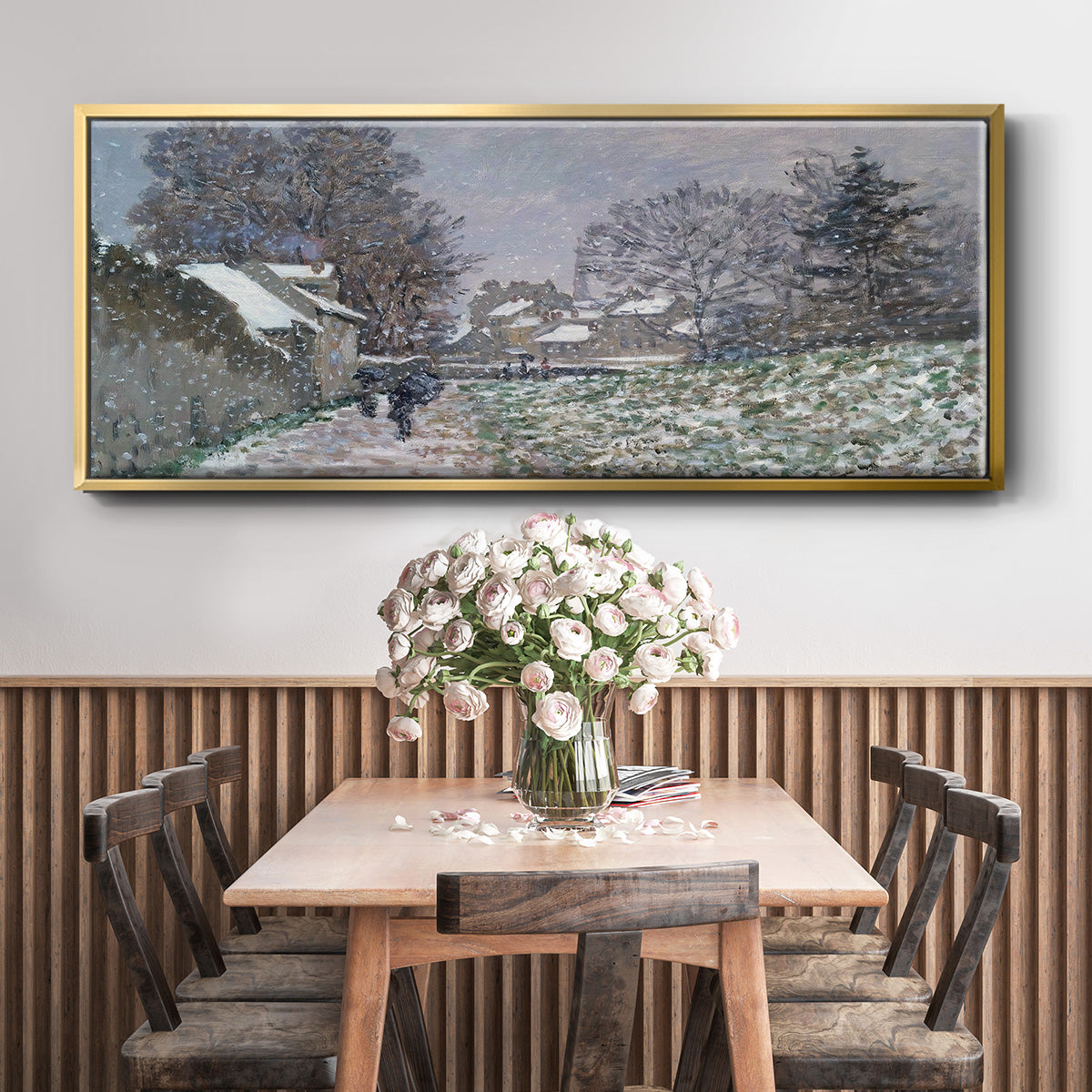 Snow at Argenteuil, 1874 - Floater Framed Canvas Print