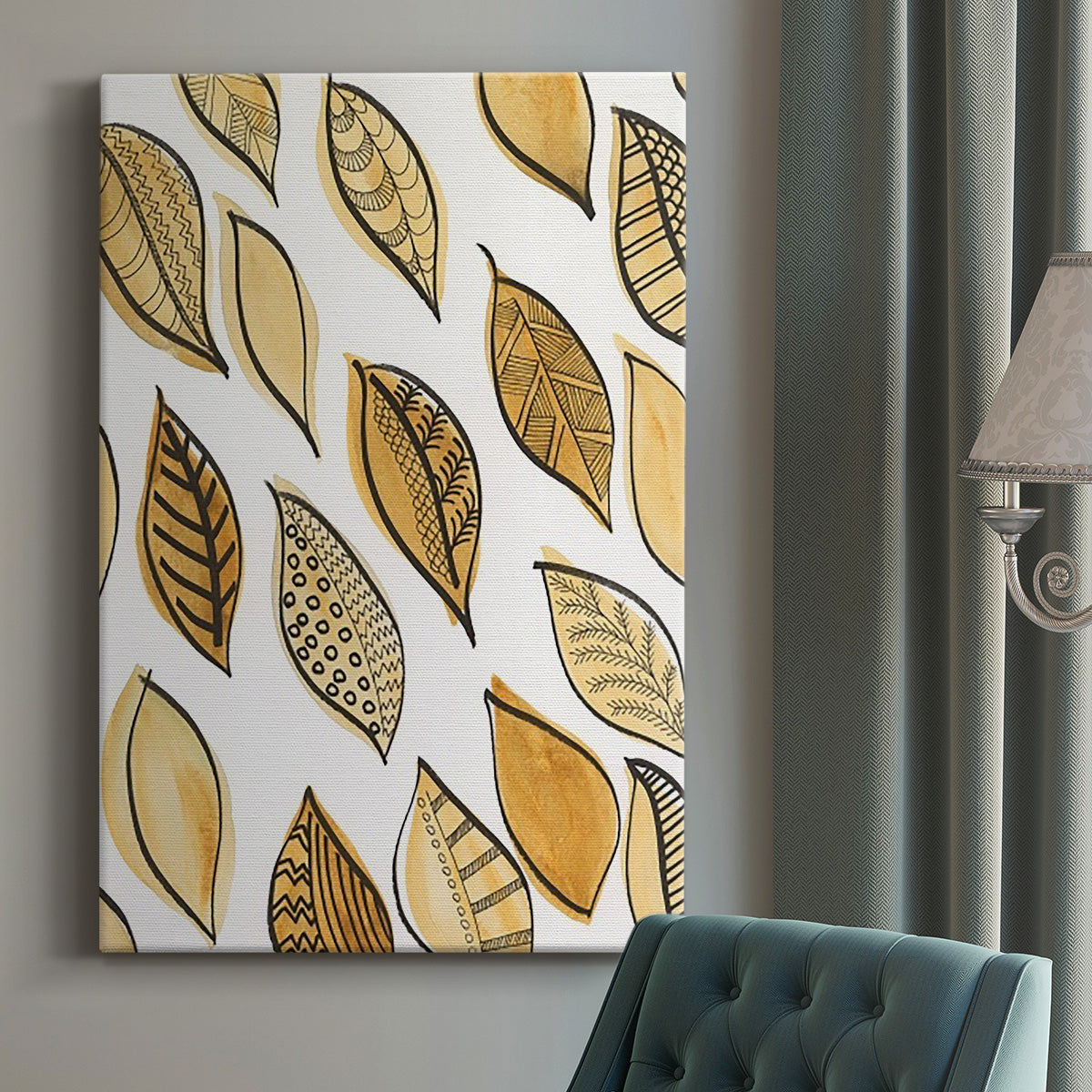 Patterned Leaf Shapes II - Canvas Art Print