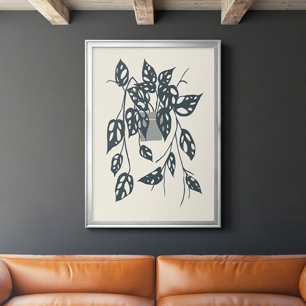 Growing Leaves V - Modern Framed Canvas Print