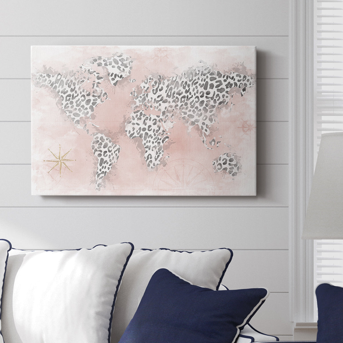Pink Cheetah Map - Canvas Art Print