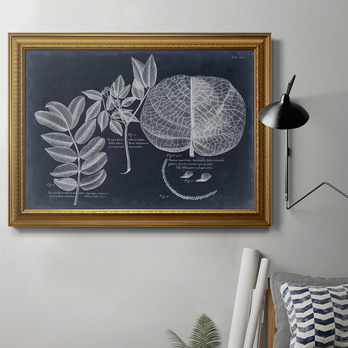 Foliage on Navy I Premium Framed Canvas- Ready to Hang