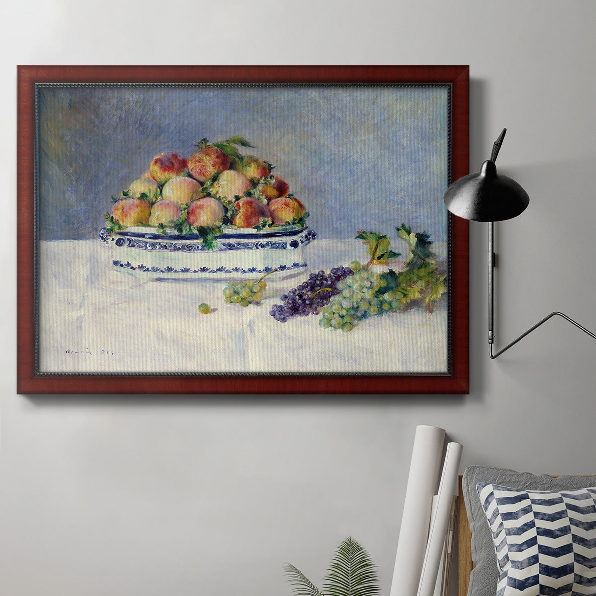 Still Life with Peaches and Grapes Premium Framed Canvas- Ready to Hang