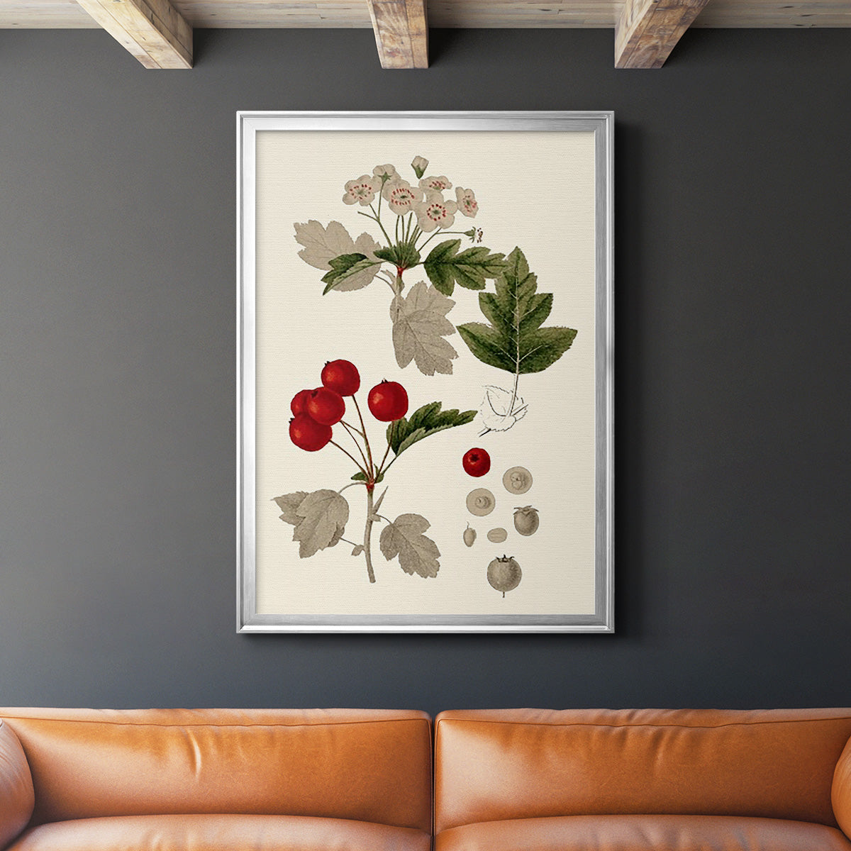 Leaves & Berries III - Modern Framed Canvas Print
