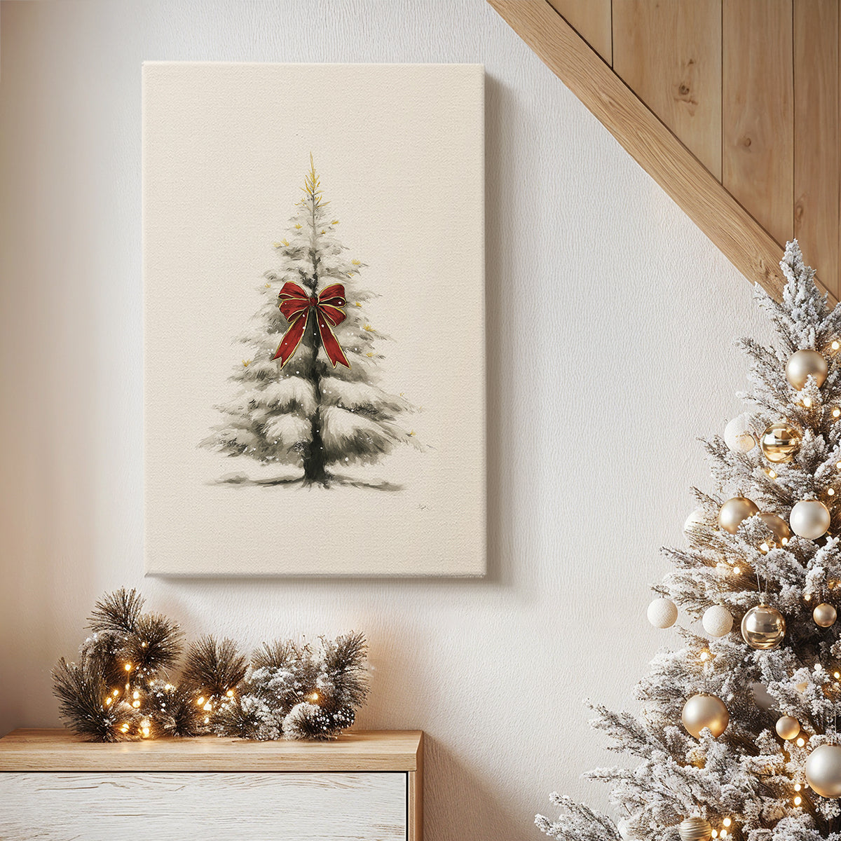 Mistletoe of Frostlit Carol - Canvas Art Print