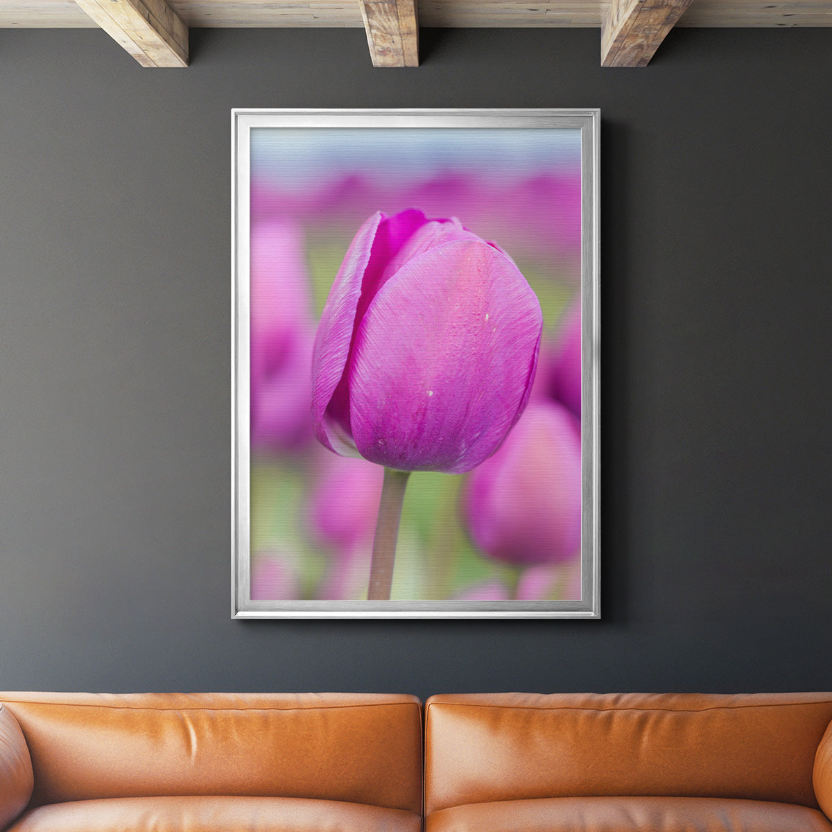 Magenta Stem - Modern Framed Canvas Print