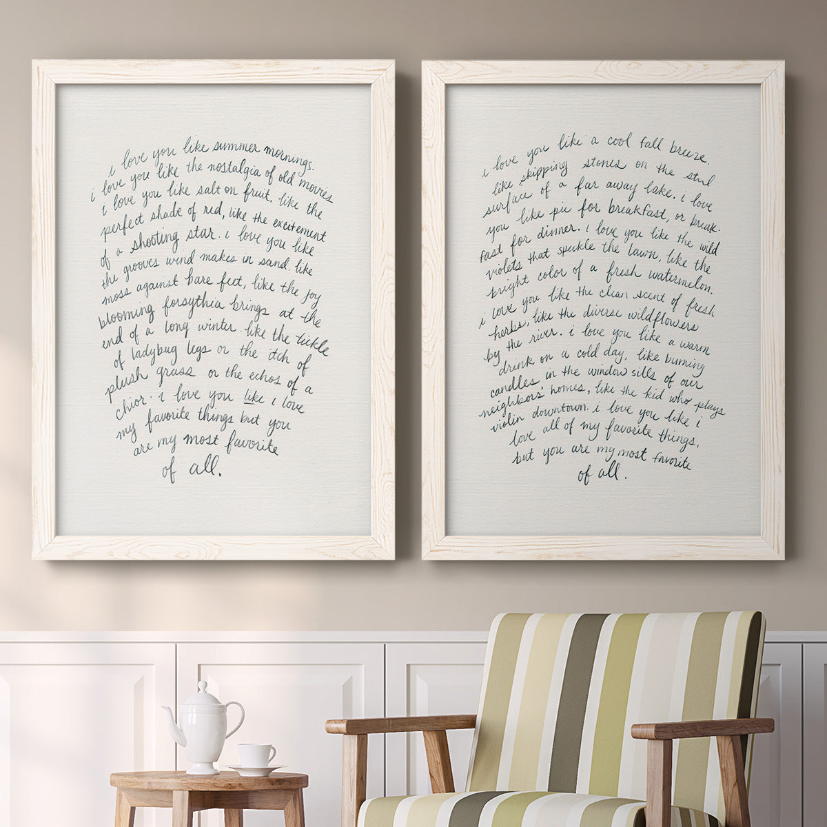 Letter to a Lover I - Premium Framed Canvas 2 Piece Set - Ready to Hang