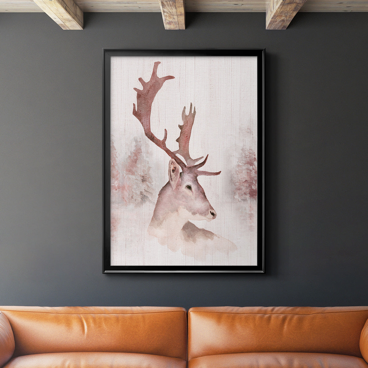 Blush Deer - Modern Framed Canvas Print