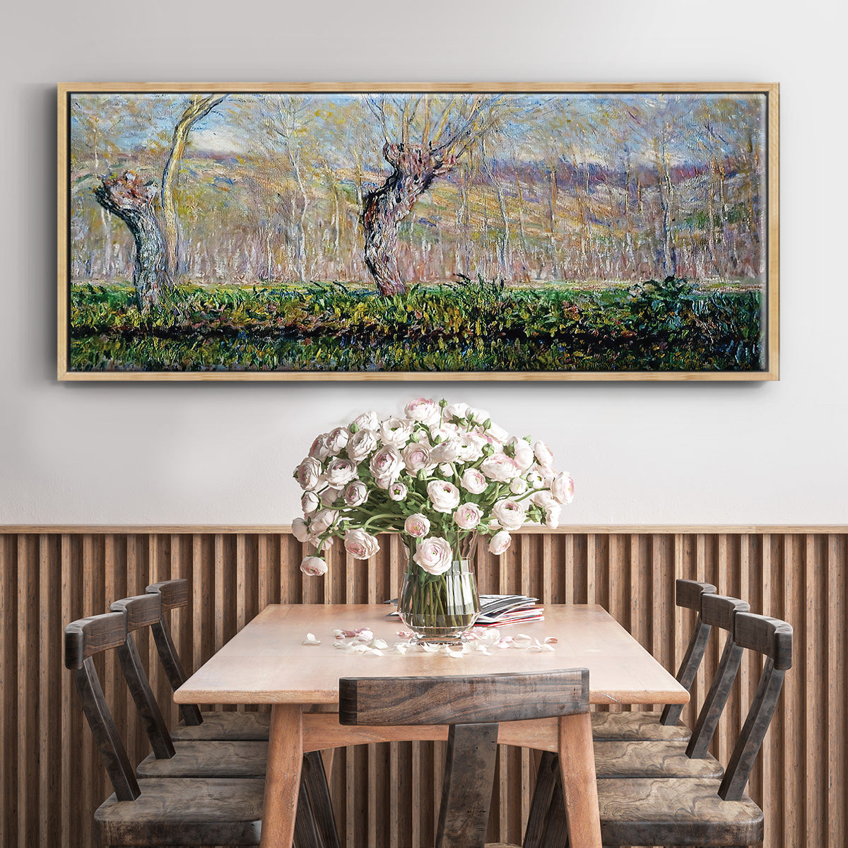 The Banks of the River Epte in Springtime, 1885 - Floater Framed Canvas Print