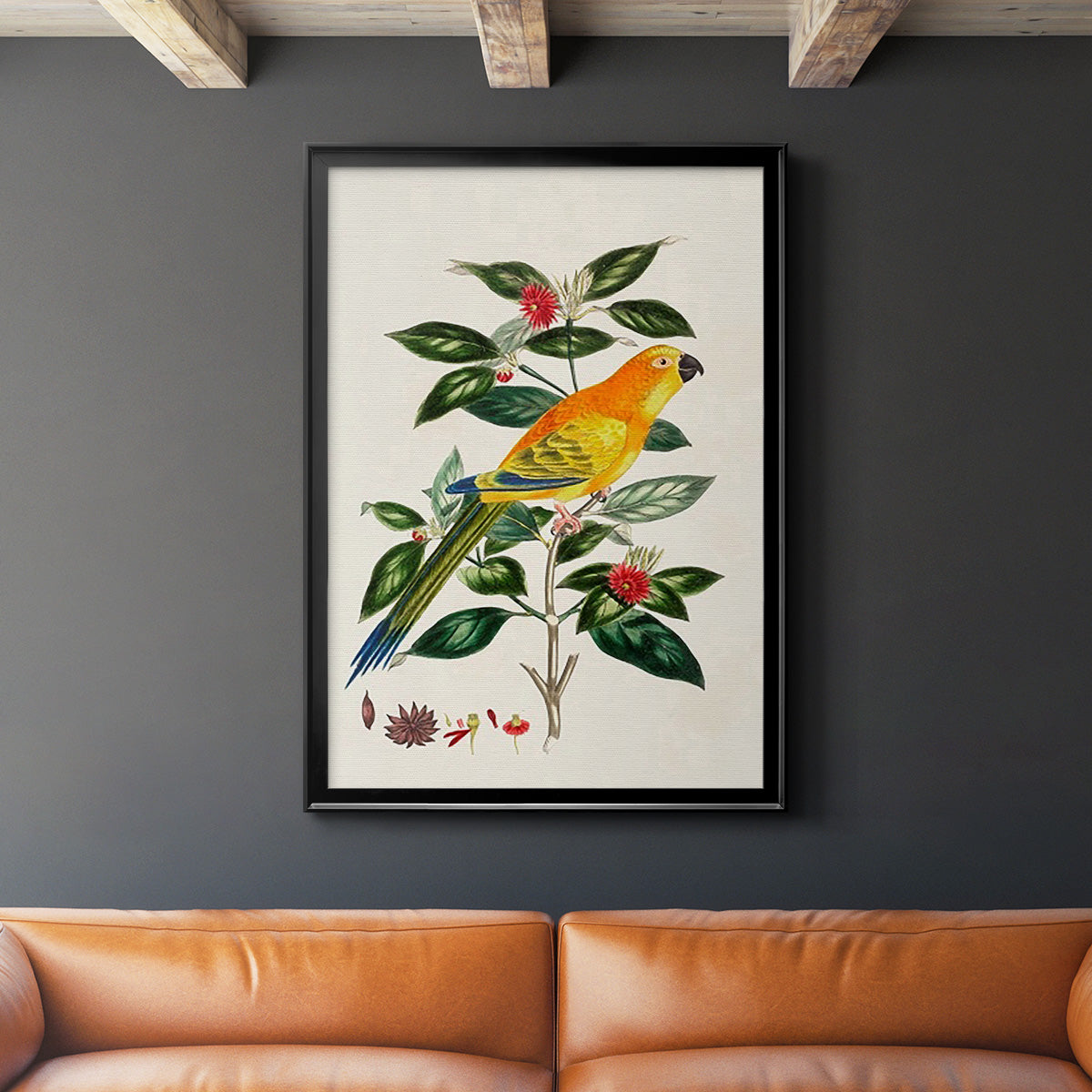 Bird in Habitat V - Modern Framed Canvas Print