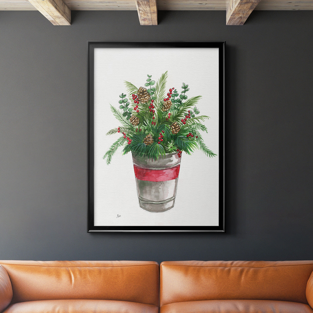 Winter Greens - Modern Framed Canvas Print