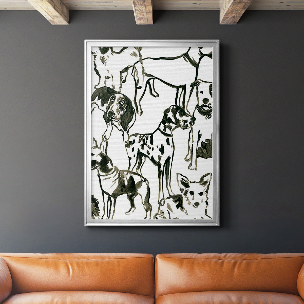 Canine Collage II - Modern Framed Canvas Print