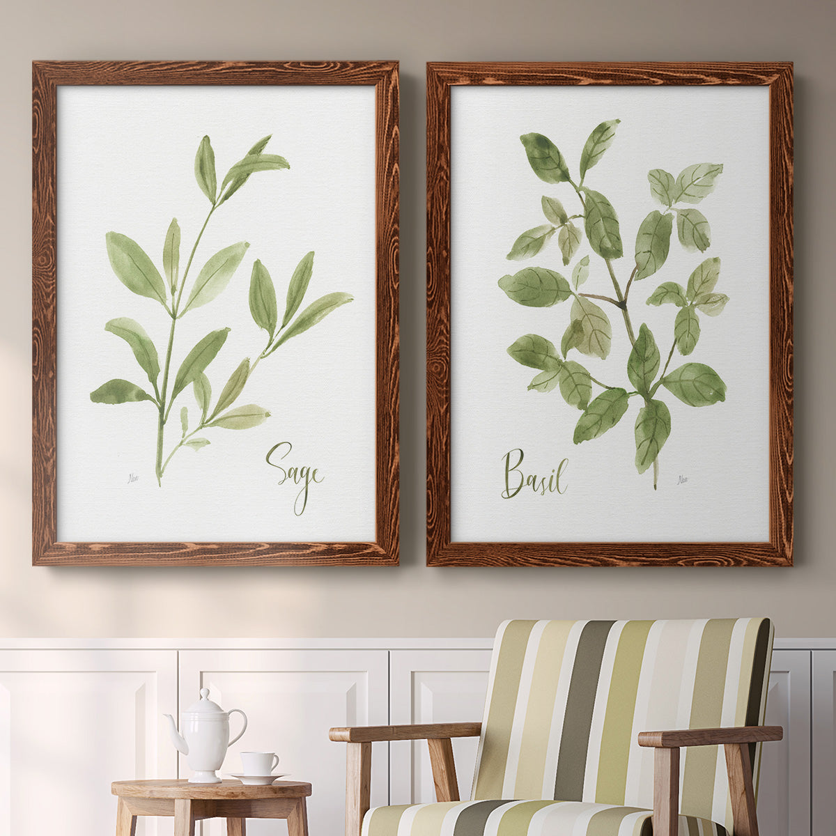 Herb Sage - Premium Framed Canvas 2 Piece Set - Ready to Hang