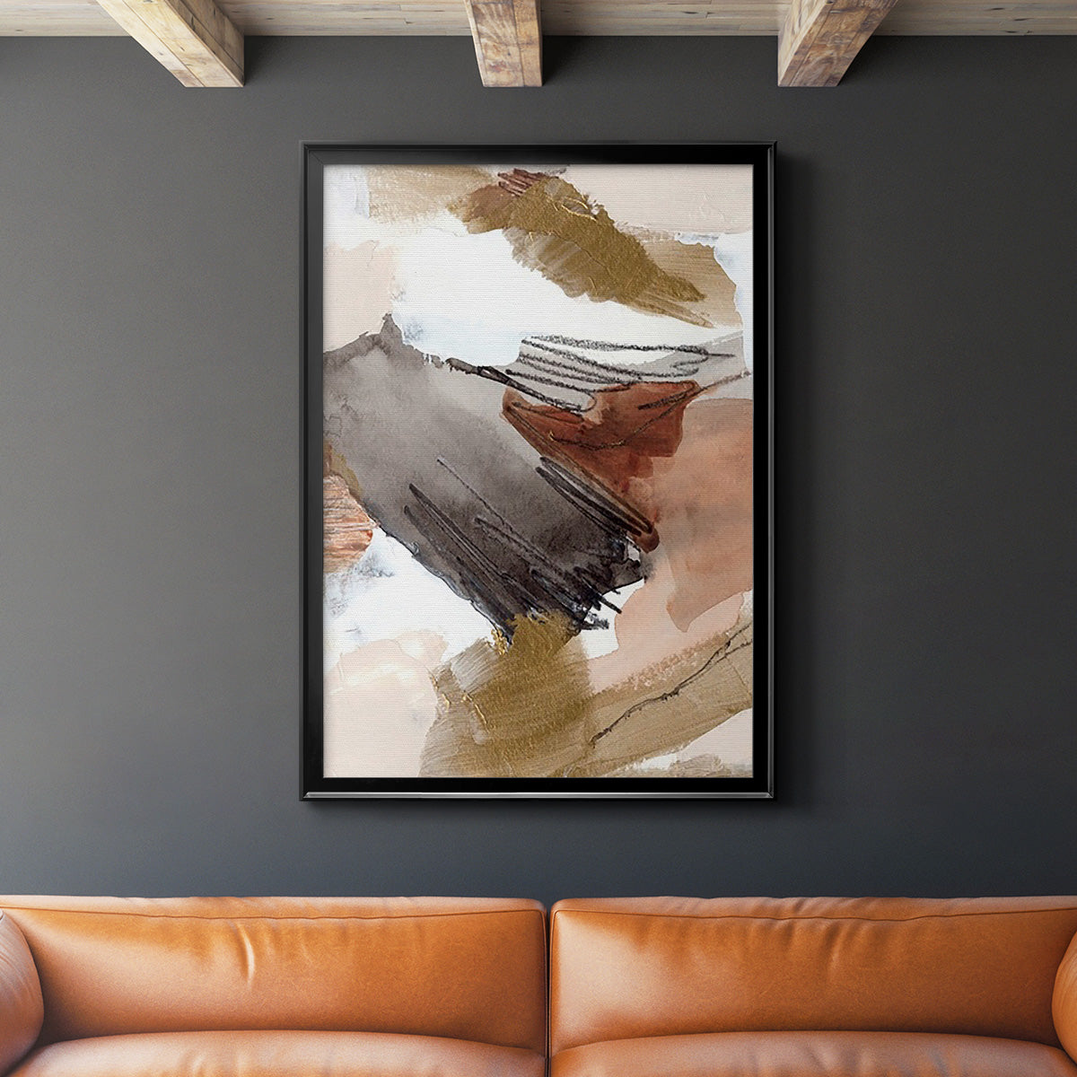 Antique Gold III - Modern Framed Canvas Print