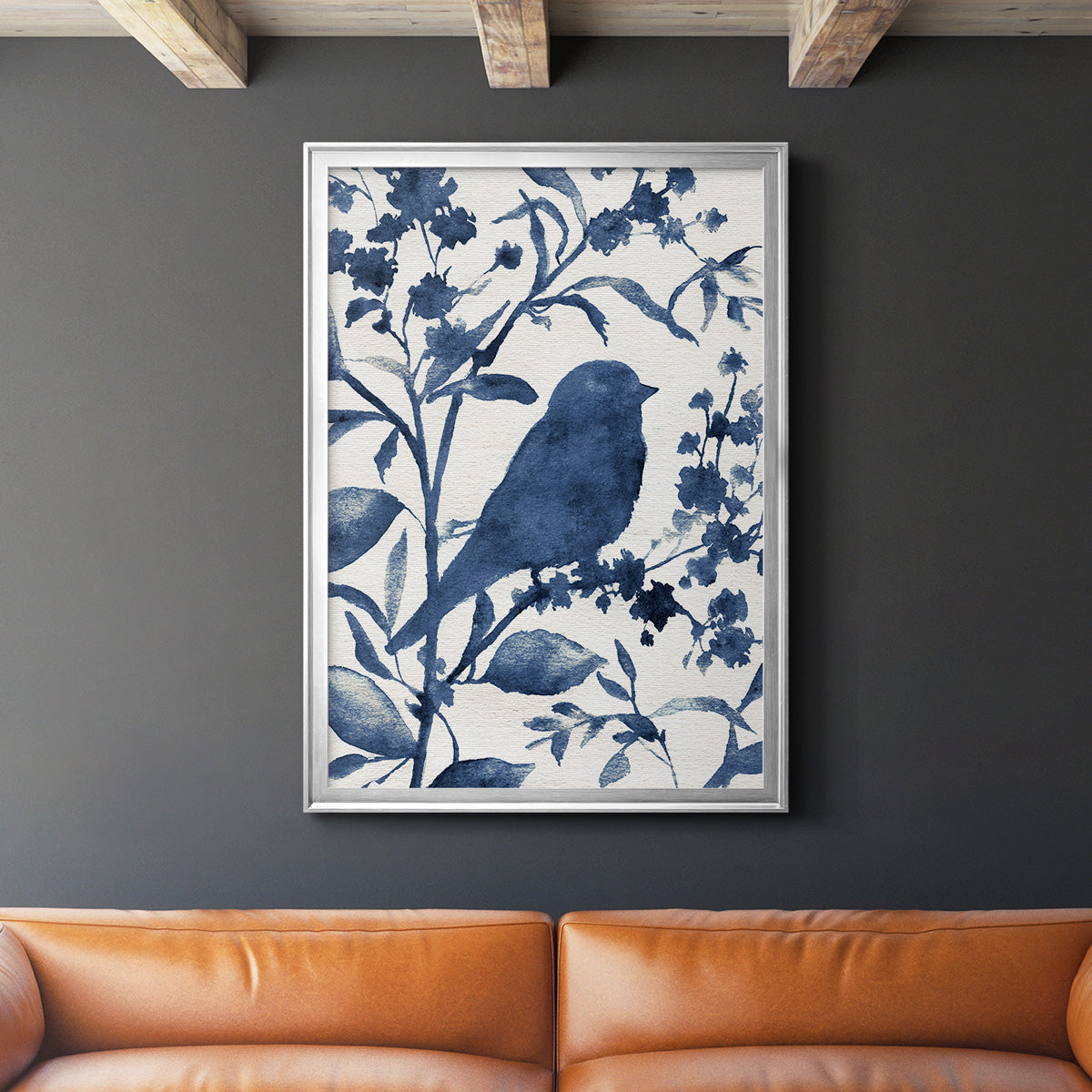 Bluebird Silhouette I - Modern Framed Canvas Print