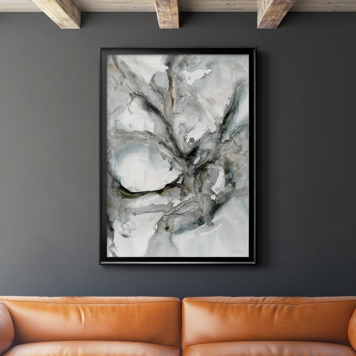 Marble Harmony - Modern Framed Canvas Print