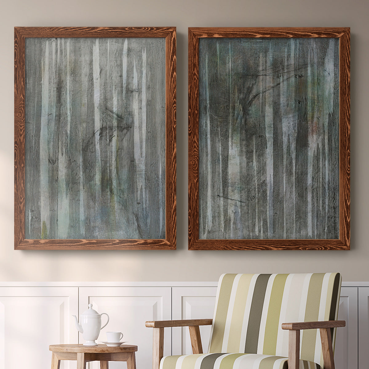 Birch Forest Abstracts I - Premium Framed Canvas 2 Piece Set - Ready to Hang