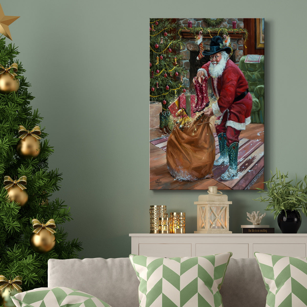 New Boots for Christmas Premium Gallery Wrapped Canvas - Ready to Hang