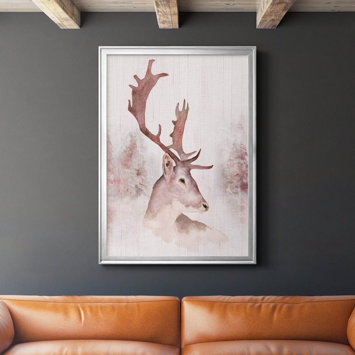 Blush Deer - Modern Framed Canvas Print