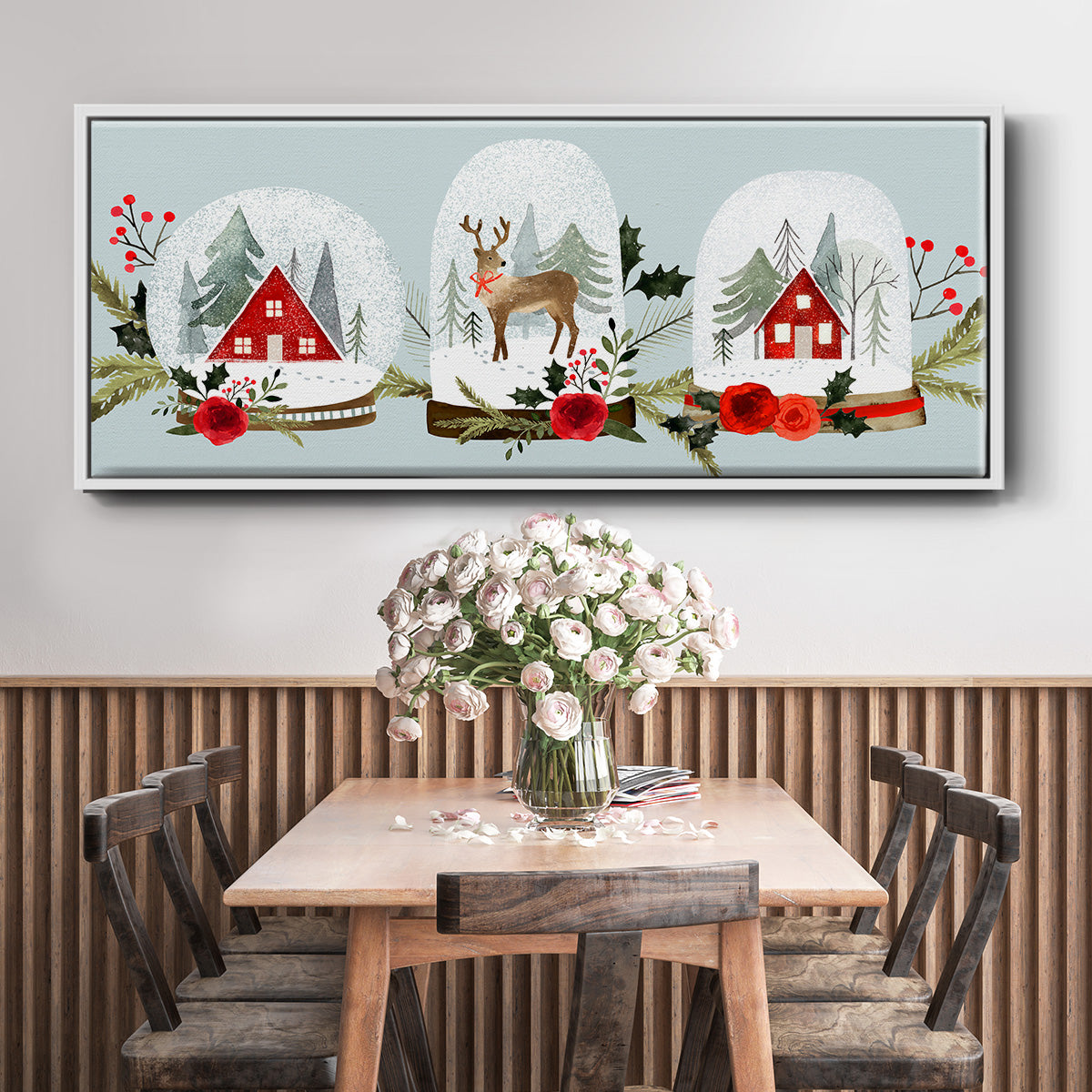 Snow Globe Village Collection D - Floater Framed Canvas Print