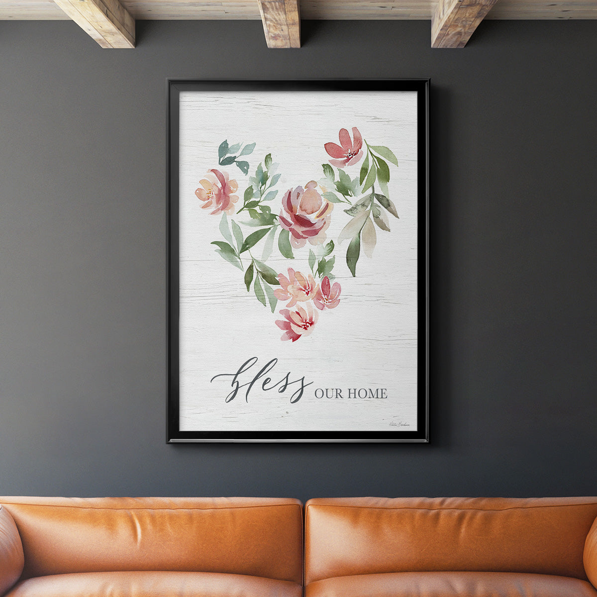 Paradise Floral Heart - Modern Framed Canvas Print