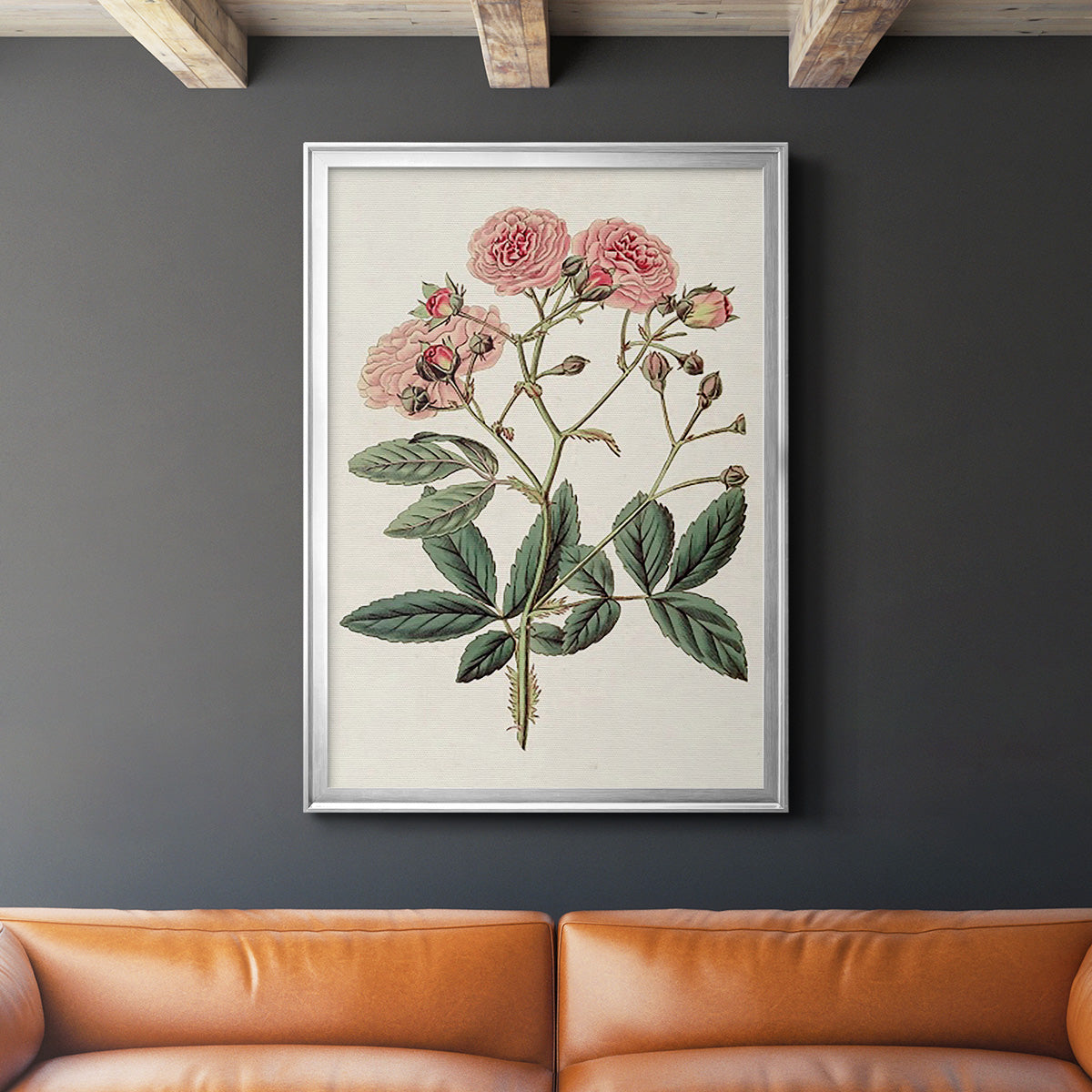 Pink Floral Mix V - Modern Framed Canvas Print