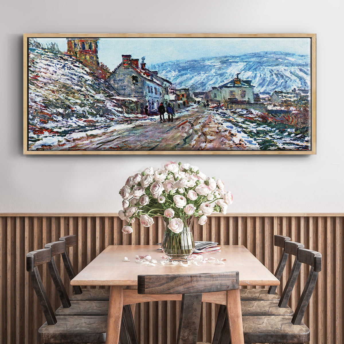 Road to Vétheuil in Winter - Floater Framed Canvas Print