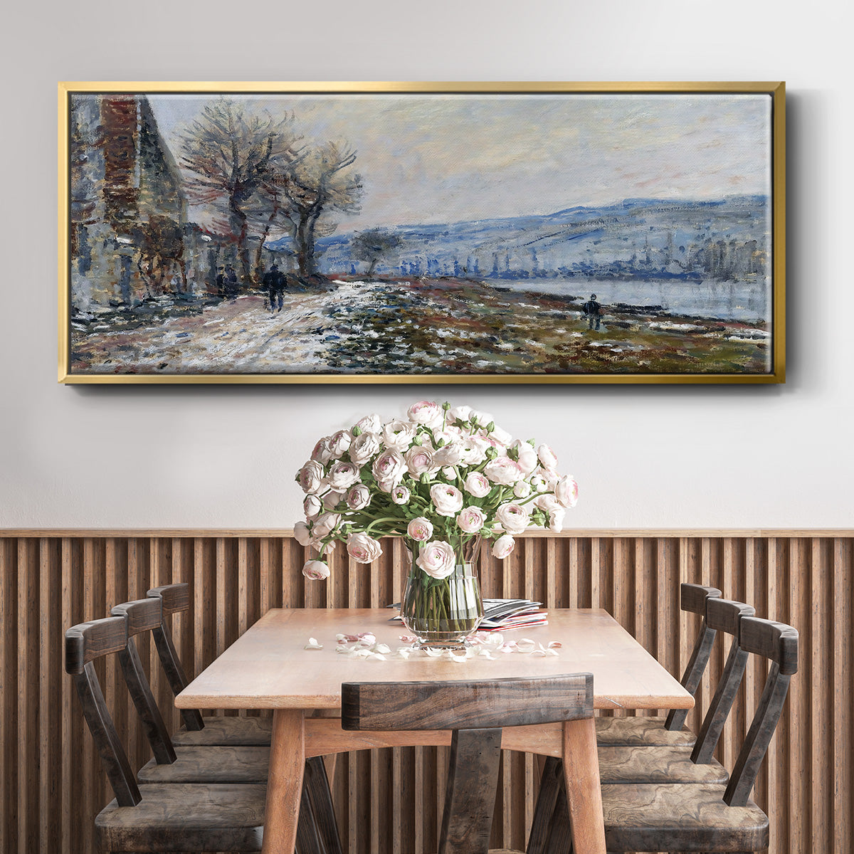 The Seine at Lavacourt, Effect of Snow, 1879 - Floater Framed Canvas Print