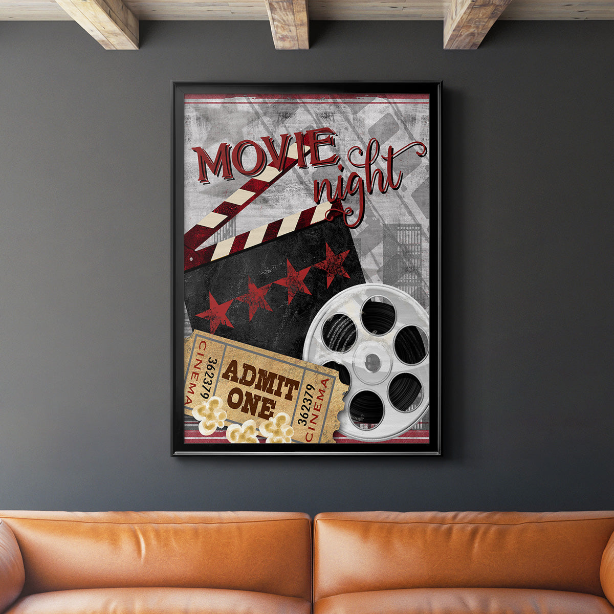 Movie Night II - Modern Framed Canvas Print