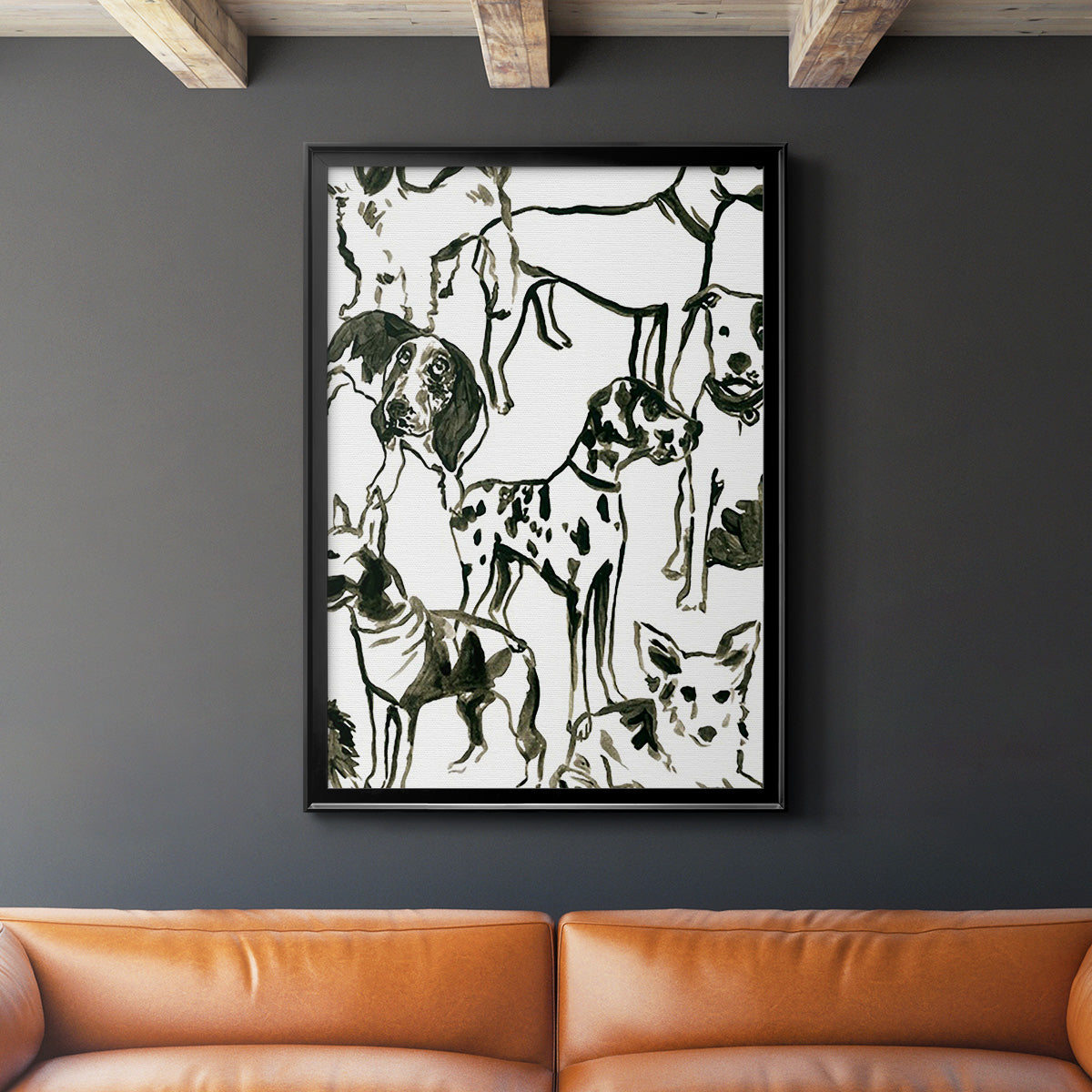 Canine Collage II - Modern Framed Canvas Print