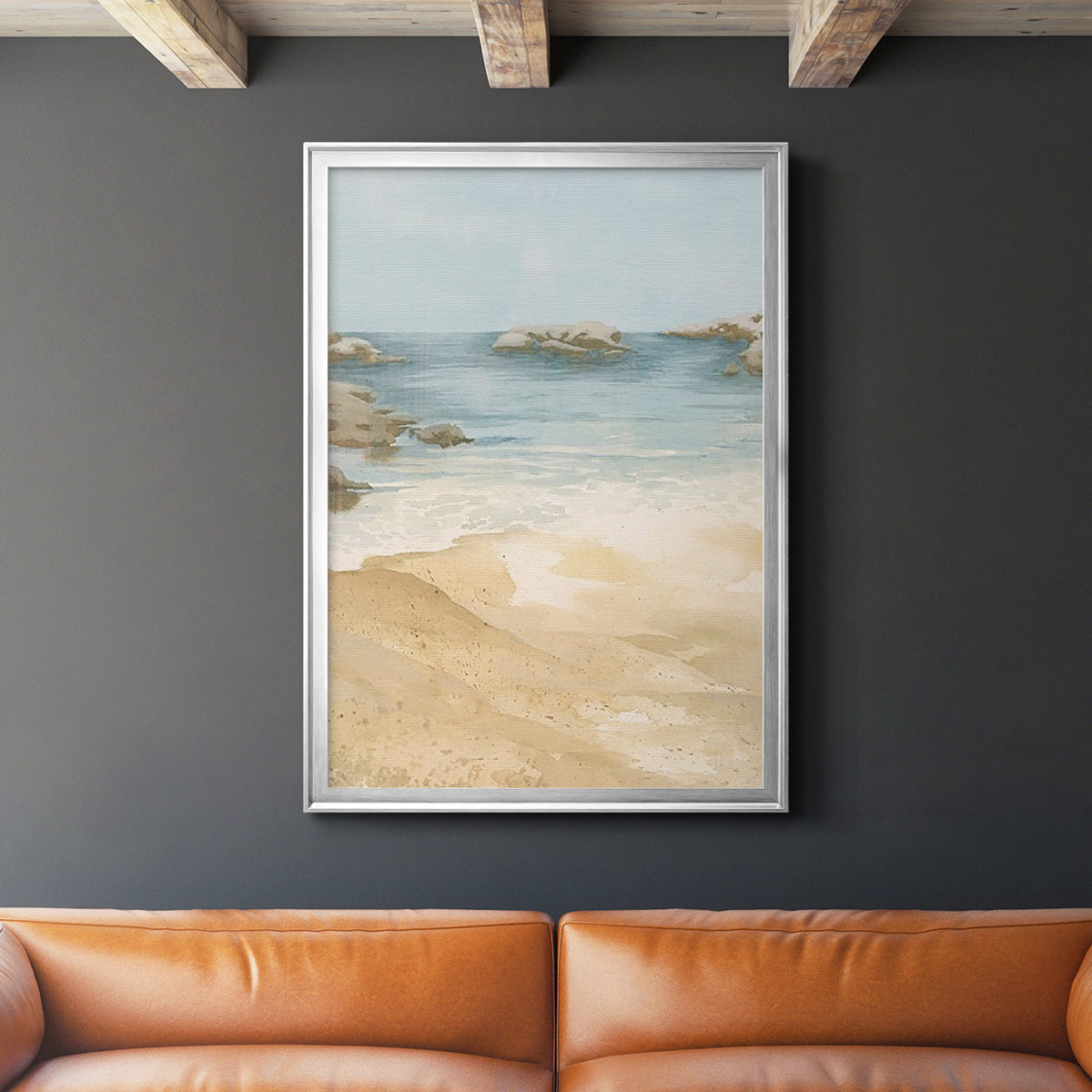 Tranquil Beach I - Modern Framed Canvas Print