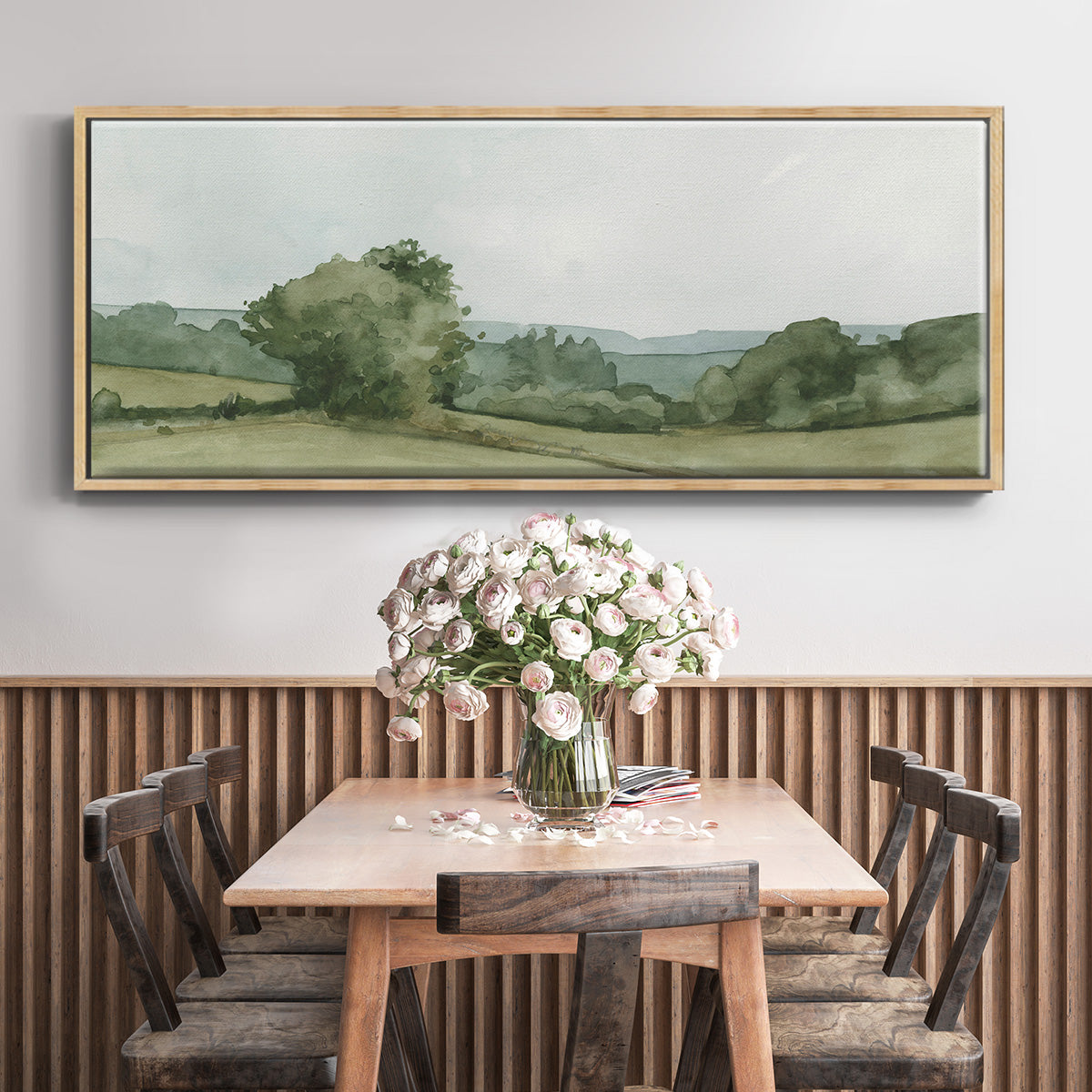 Vintage Landscape Sketch I - Floater Framed Canvas Print