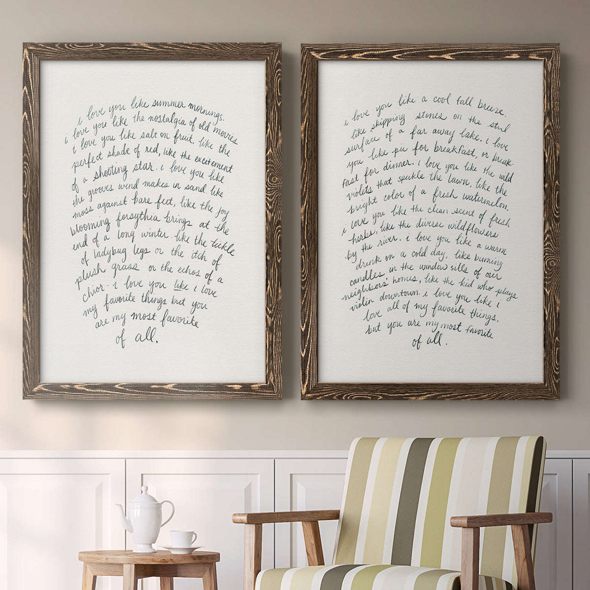 Letter to a Lover I - Premium Framed Canvas 2 Piece Set - Ready to Hang