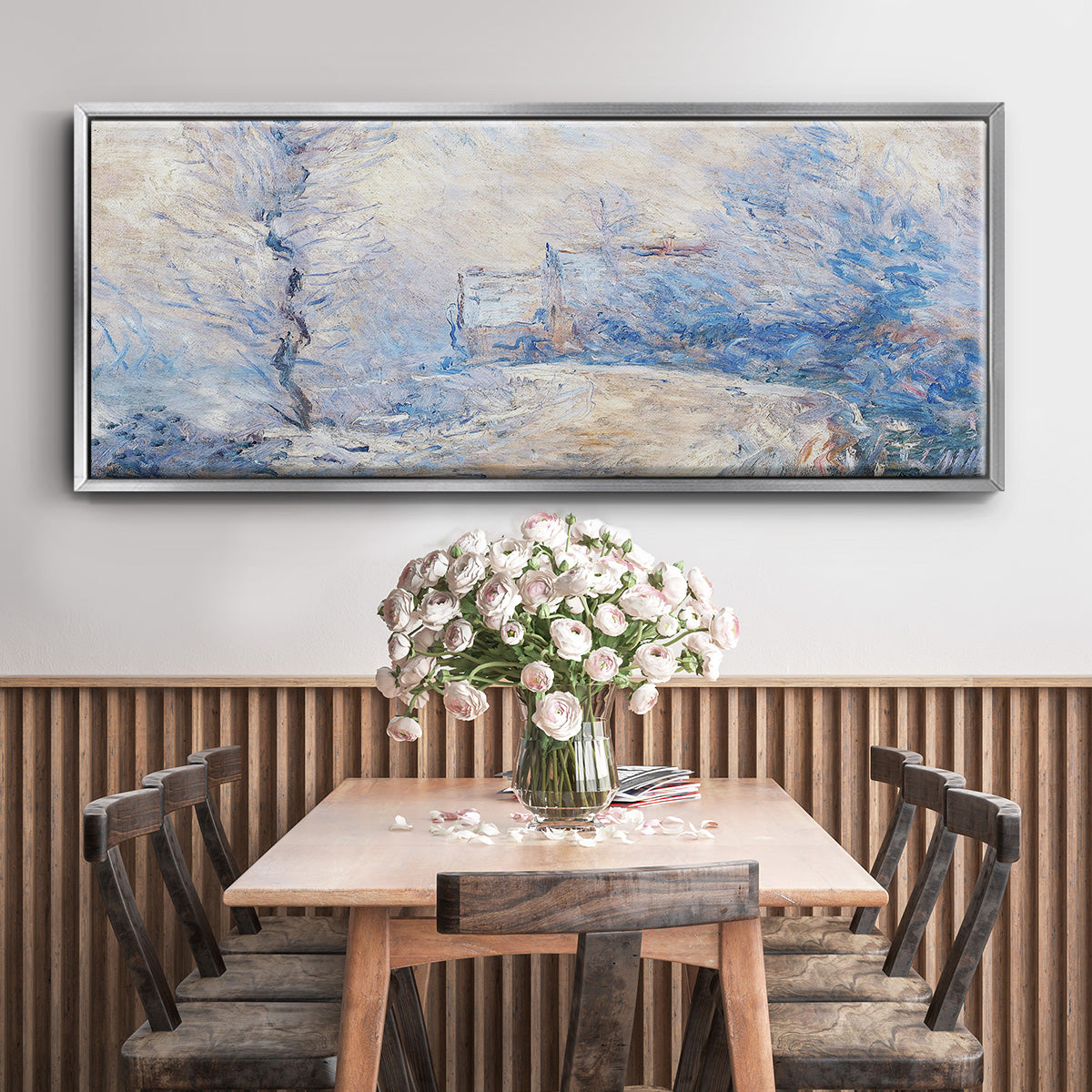 The Entrance to Giverny Under the Snow, 1885 - Floater Framed Canvas Print