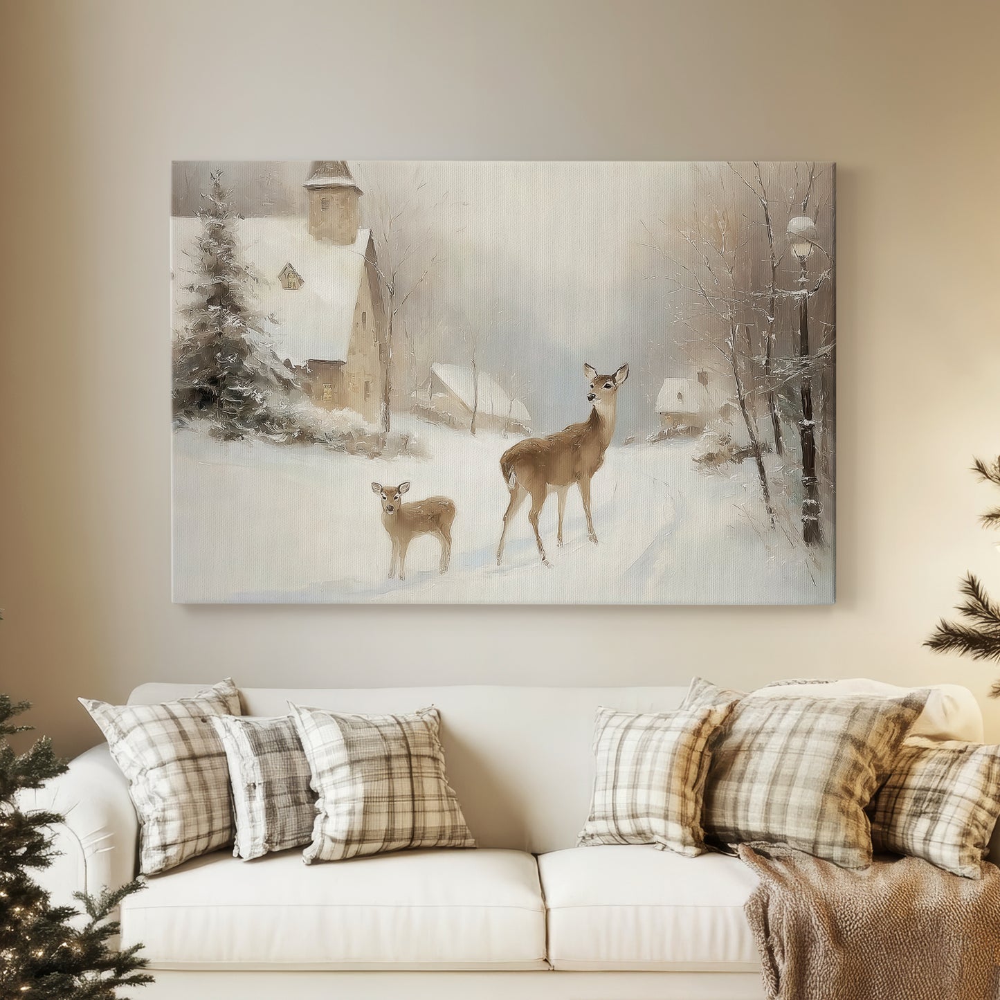 Frostlit Yule at Twilight - Canvas Art Print