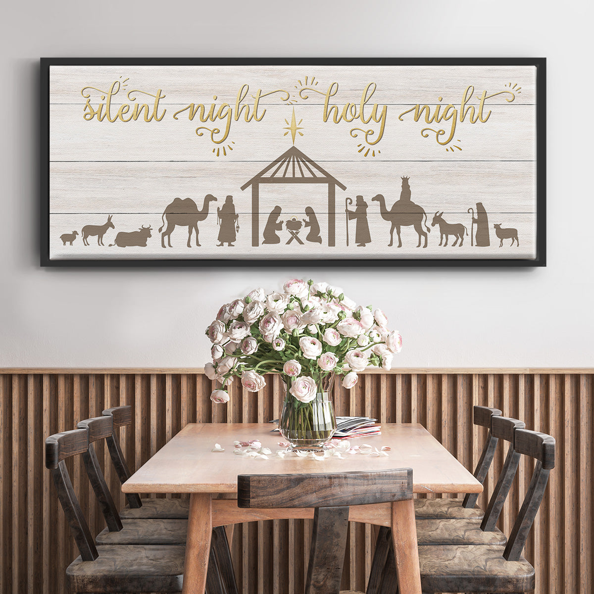 Silent Night Nativity - Floater Framed Canvas Print