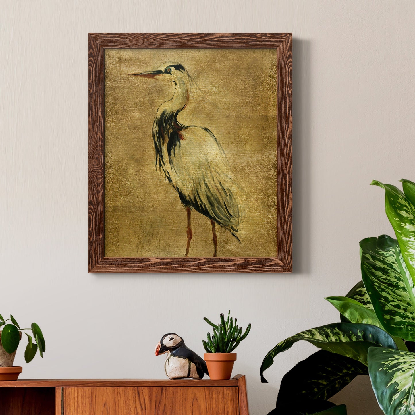 Gold Crane at Dusk II - Premium Canvas Framed in Barnwood - Ready to Hang