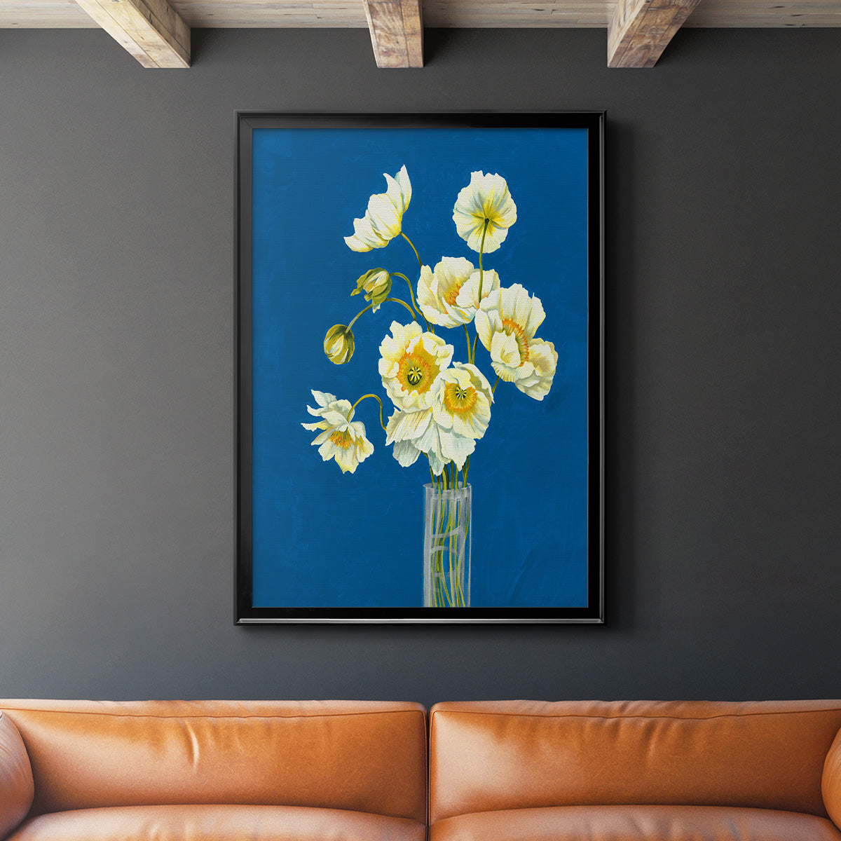 Ice Poppies - Modern Framed Canvas Print