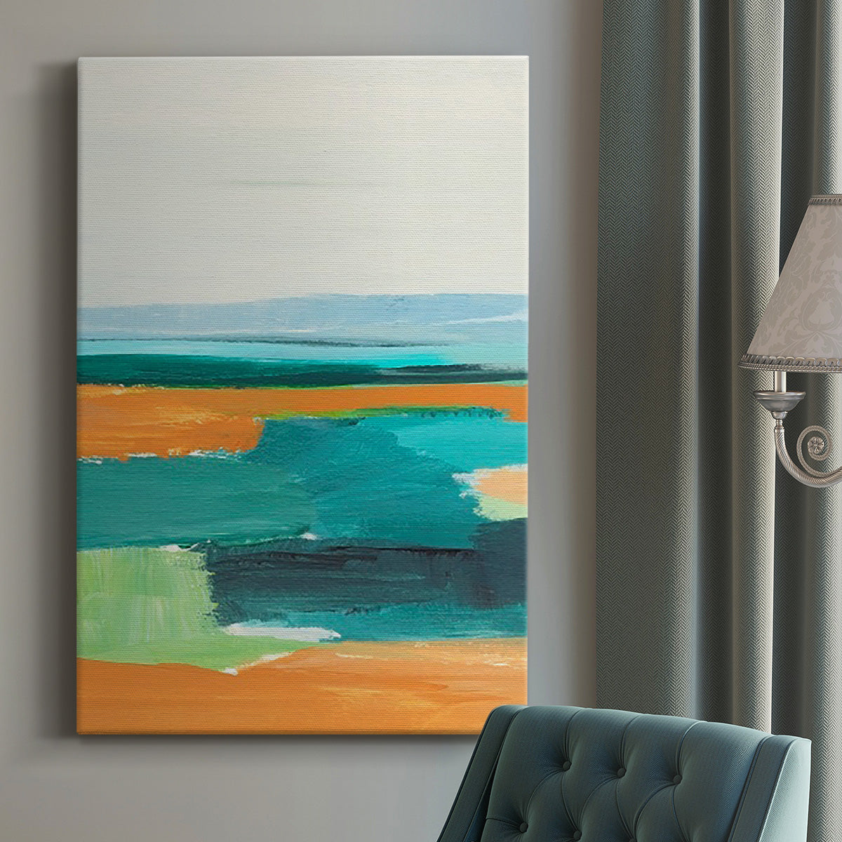 Aqua and Orange I Premium Gallery Wrapped Canvas - Ready to Hang