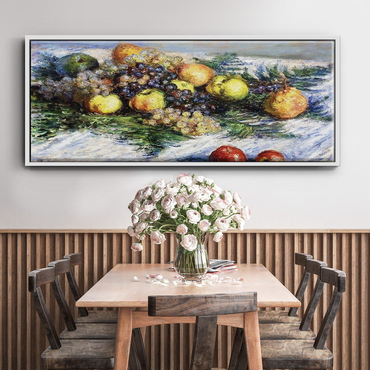 Still Life with Pears and Grapes, 1880 - Floater Framed Canvas Print