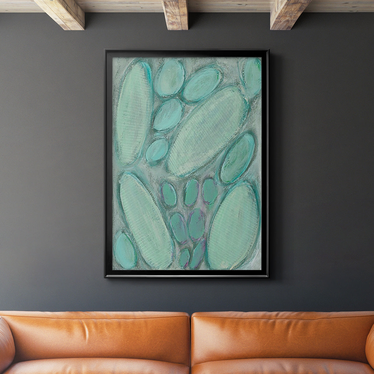 Blue Orbs I - Modern Framed Canvas Print