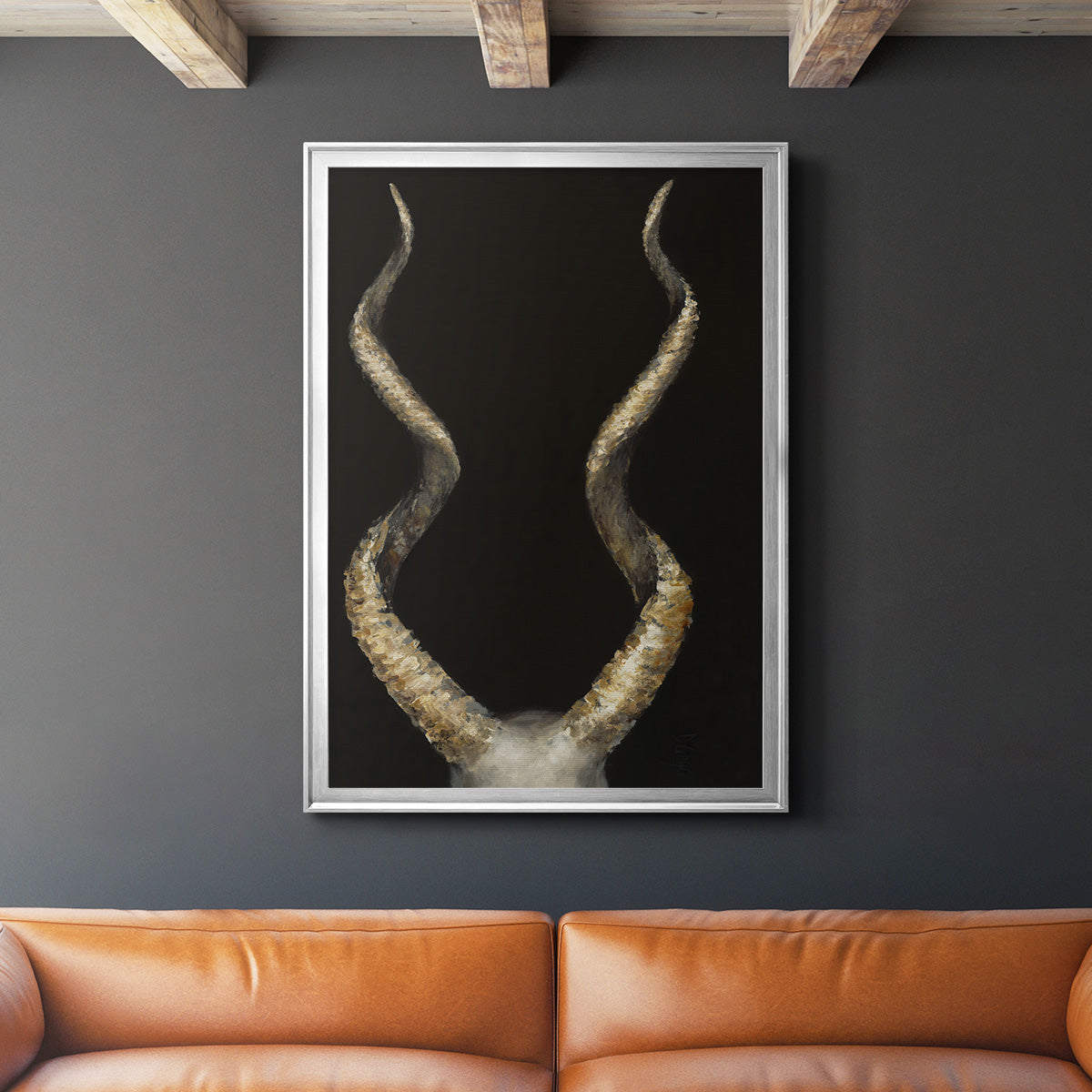 Spiral Antelope Horns -  Framed Canvas Print