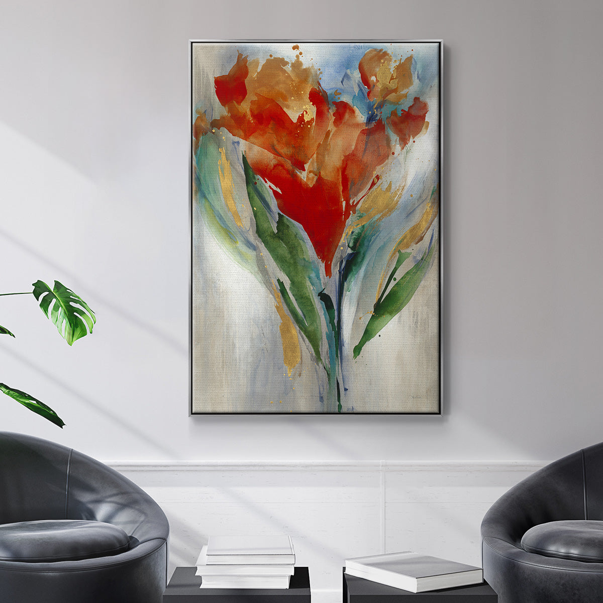 Wild Flower Bouquet Framed Premium Gallery Wrapped Canvas - Ready to Hang