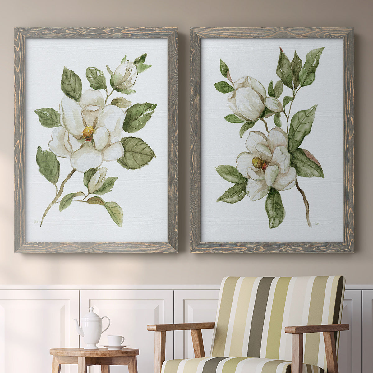 Magnolia Morning I - Premium Framed Canvas 2 Piece Set - Ready to Hang