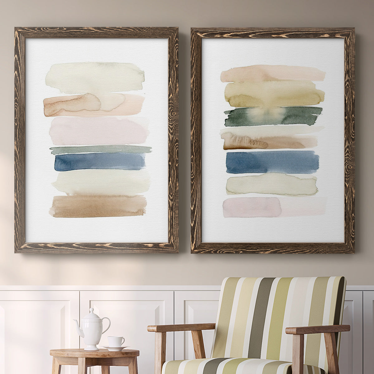 Faint Swatches I - Premium Framed Canvas 2 Piece Set - Ready to Hang