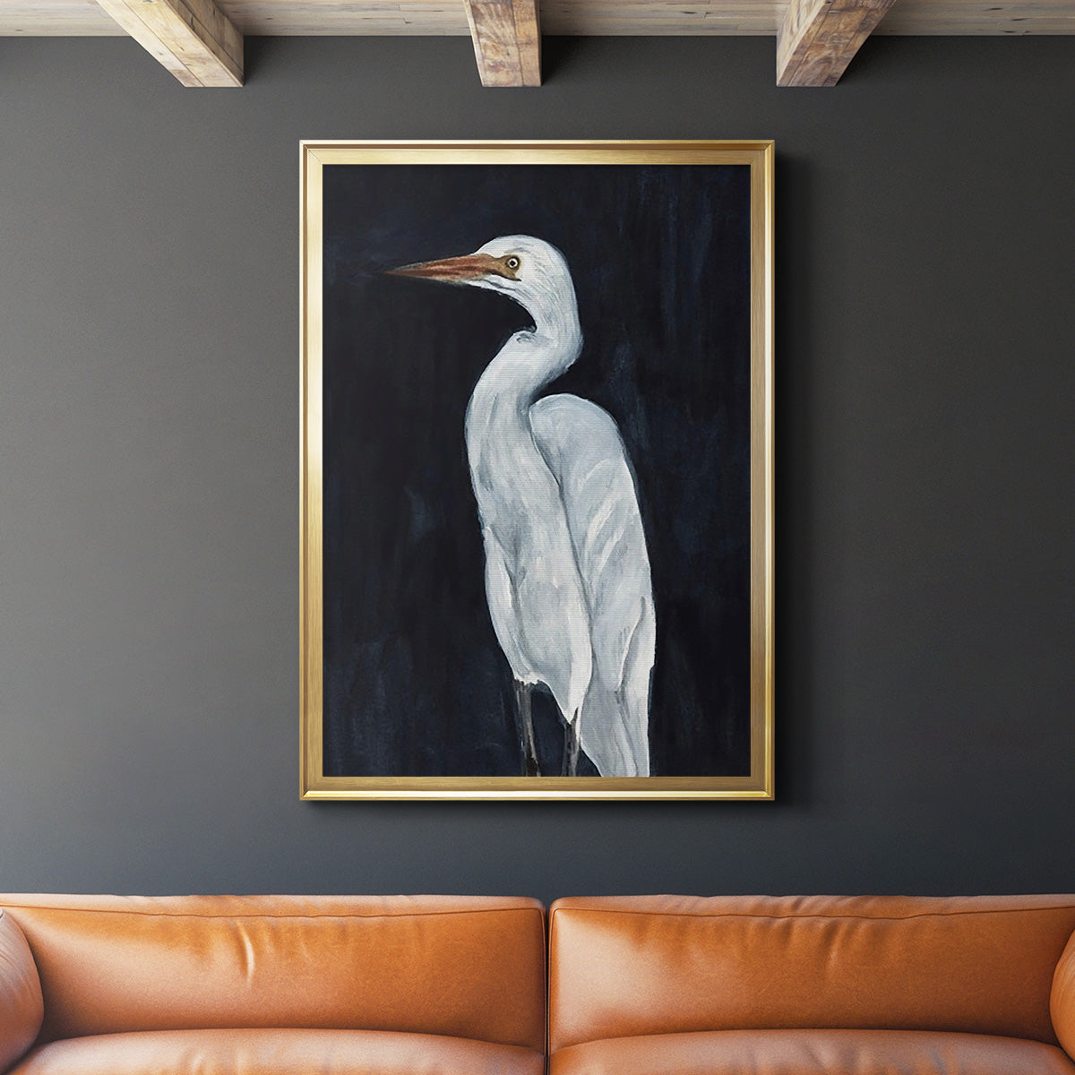 Calm Great Egret I - Modern Framed Canvas Print