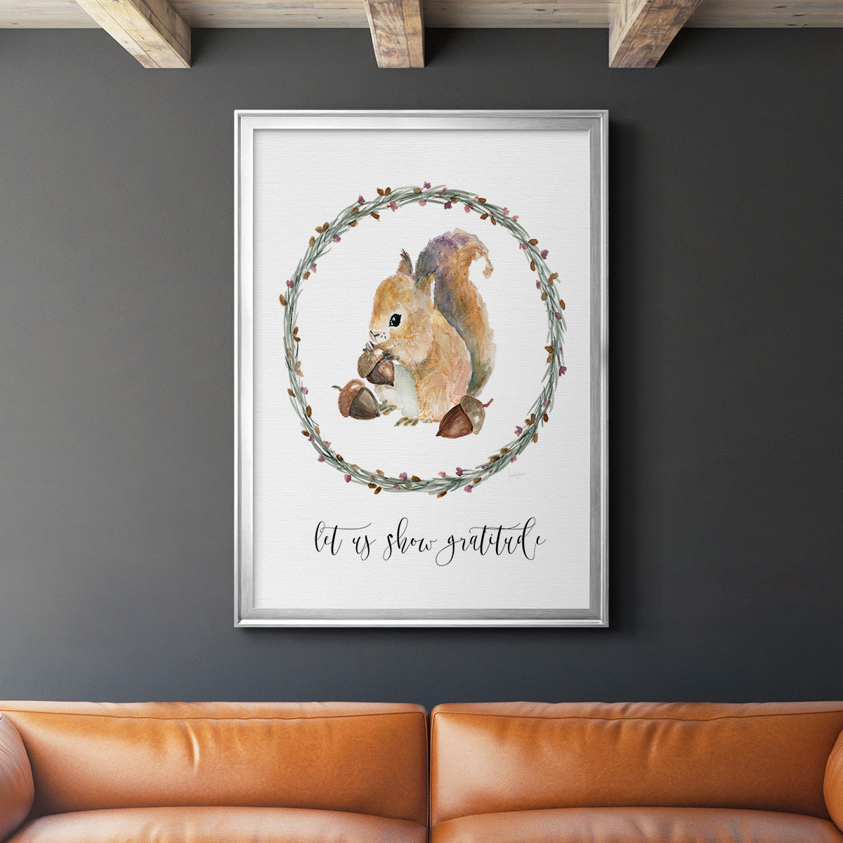 Harvest Home Squirrel - Modern Framed Canvas Print