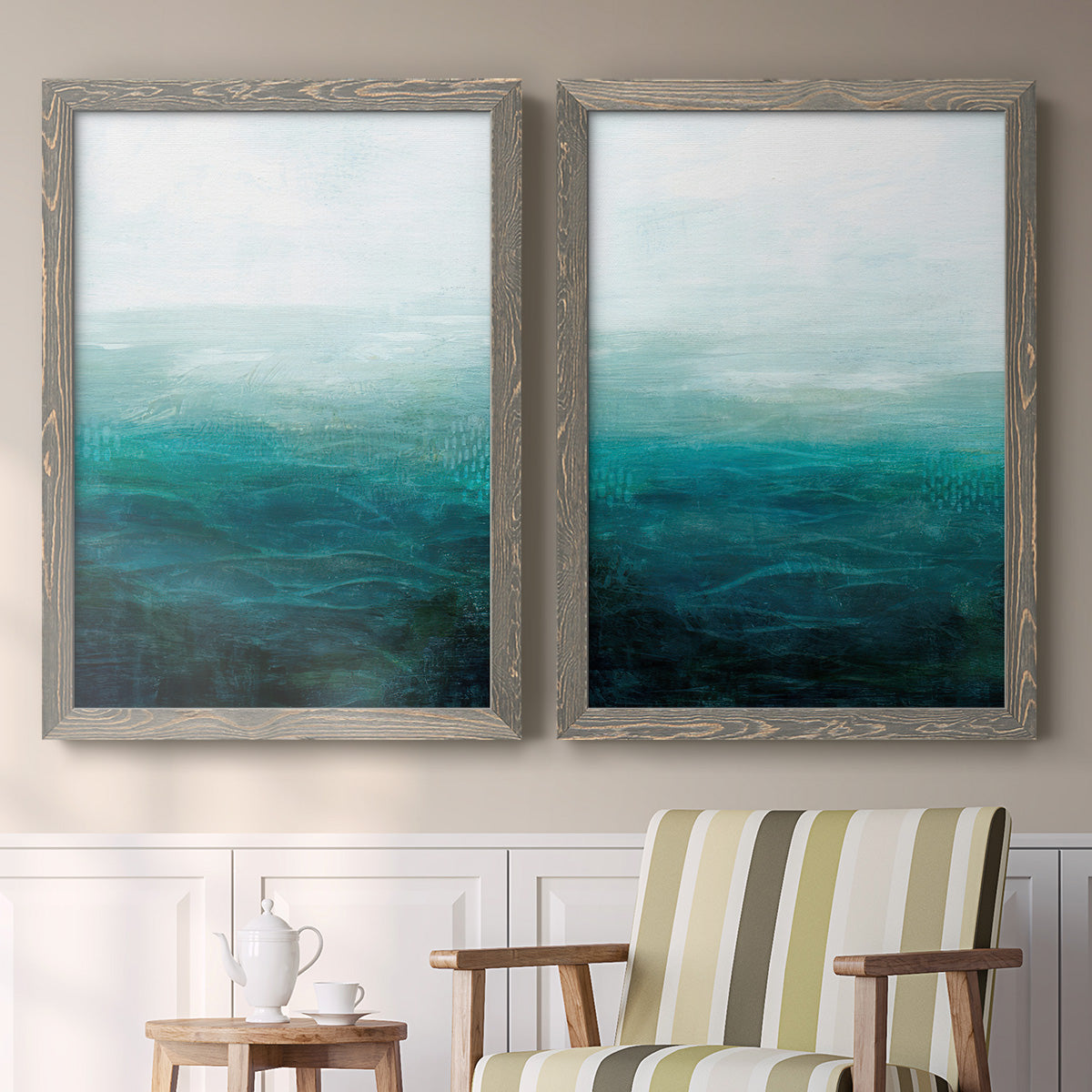 Drifting Sea I - Premium Framed Canvas 2 Piece Set - Ready to Hang