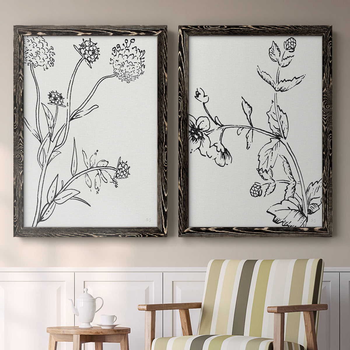 Botanical Study I   - Premium Framed Canvas 2 Piece Set - Ready to Hang