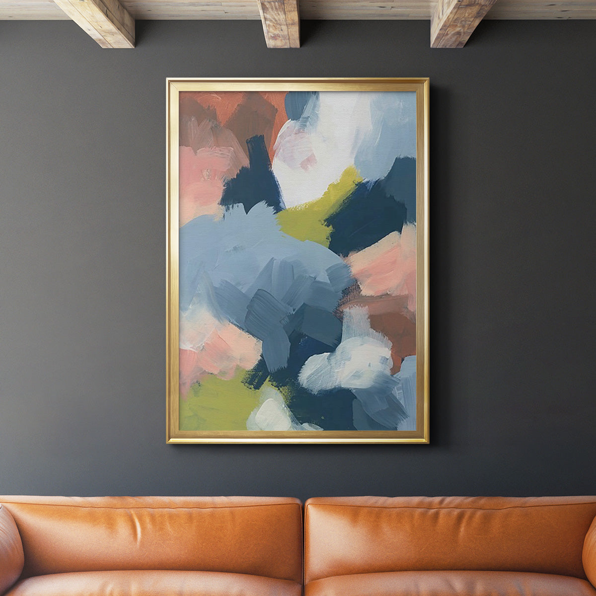 Soft Indigo Atmosphere I - Modern Framed Canvas Print