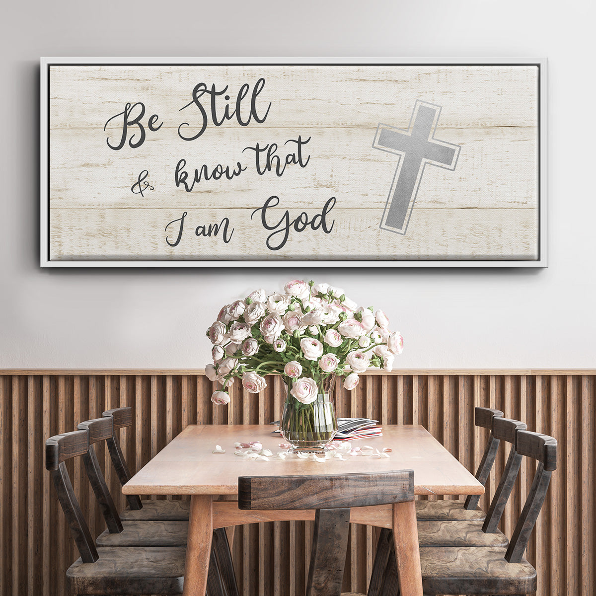Be Still Cross - Floater Framed Canvas Print